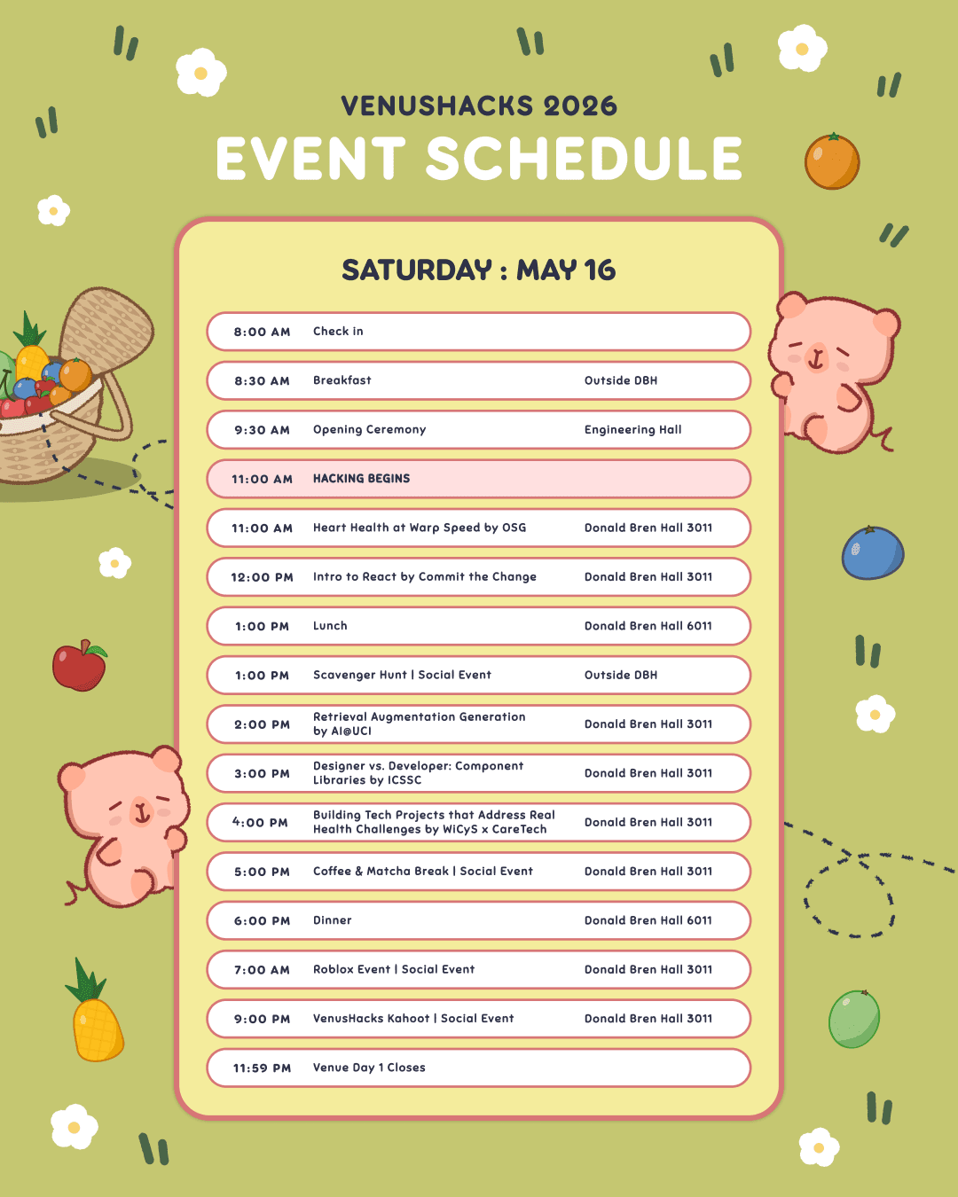 day 1 schedule